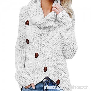 HULKAY Women's Tops Sale Long Sleeve Irregular Pile Collar Tee-Shirt Stylish Casual Cardigan Knitted Blouse White 2 B07JFJS9YC